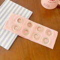 Pink ribbed knit headband with silver metal eyelets in a trendy punk hip-hop style - Orange Pink