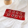 Fashionable red paisley print headband with silver metal eyelets and retro design - Paisley Red