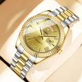 Orologio da uomo bicolore in acciaio con quadrante oro e indicazione della data - Quadrante Oro Cinturino Bicolore (2991J-SAN)