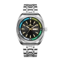 Orologio business da uomo con quadrante nero e cinturino in acciaio argento e data - Cassa Argento Quadrante Nero (2621H-Y)