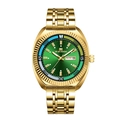 Orologio da uomo business al quarzo con quadrante verde e cinturino in acciaio dorato - Cassa Oro Quadrante Verde (2621LV-J)