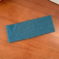 Peacock blue knitted elastic yoga headband with ribbed texture in wide minimalist style - Cyan