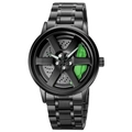 Orologio sportivo da uomo con quadrante a cerchione nero e dettagli pinza freno verdi - Nero & Verde (LT02)