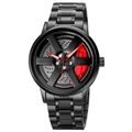 Orologio sportivo nero da uomo con quadrante a cerchione e pinza freno rossa - Nero & Rosso (LT02)