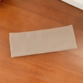 Elastic beige knitted ribbed headband for yoga and daily styling on wooden background - Light Coffee