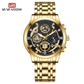 VA VA VOOM gold men's watch featuring a hollow mechanical sun and moon phase dial design - Gold