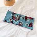 Blue butterfly print headband with silver metal eyelets and retro patterned fabric - Butterfly Green