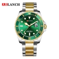 Herren-Business-Taucheruhr mit grünem Zifferblatt und Armband aus gold-silbernem Edelstahl - Zweifarbig Gold Grünes Zifferblatt