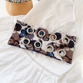 Fashion headband featuring blue butterfly print and decorative silver metal eyelets - Butterfly White Coffee