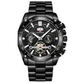 Orologio VA VA VOOM nero da uomo con cinturino in acciaio e quadrante vuoto luminoso - Tutto Nero (2421H)