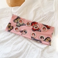 Pink printed headband with butterfly patterns and silver metal buckles decoration - Butterfly-Pink