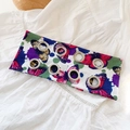 Fashion wide headband with colorful butterfly prints and large silver metal eyelets - Butterfly Colorful White