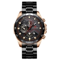 Men's VA VA VOOM quartz chronograph watch in rose gold and black metal strap - Rose Gold Black Steel (2162G-FH)