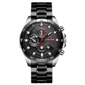 VA VA VOOM Men's Silver and Black Chronograph Watch with Date Window and Steel Band - Silver Black Steel (2162G-YH)