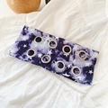 Tie-dye headband in purple and blue with star prints and metal grommet details - Purple Dazzling