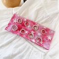 Pink tie-dye headband with star print and silver metal eyelets, stylish hair accessory - Pink Dazzling
