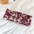 Fashionable red-purple tie-dye wide headband featuring stylish silver metal eyelet grommets - Wine Red Tie-dye