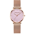 Women's rose gold mesh strap watch with a shimmering pink frosted starry sky dial - Pink Dial Rose Gold Chain