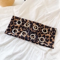 Fashionable leopard print wide headband with decorative silver metal eyelets - Brown Black Leopard