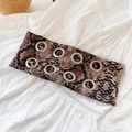 Fashionable snake print wide headband with silver metal grommets in retro punk style - Snake Skin Black Coffee