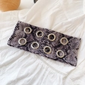 Chic snake print headband with silver metal eyelets and vintage animal texture - Snake Skin Gray