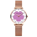 Orologio Hannah Martin da donna con cinturino mesh oro rosa e quadrante floreale viola - 1333 da Bianco a Viola (1333)