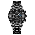 VA VA VOOM black quartz men's watch with faceted case and multifunctional dials - Multi-function 2741 Silver Markers Black Chain