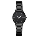 Elegant business quartz watch with black stainless steel strap and date display - All Black Style (17591-H)