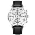 Orologio al quarzo da uomo con quadrante bianco, cassa in acciaio e cinturino in pelle - Quadrante Bianco Lancette Argento Cinturino Pelle Nero (2722P-B-YH)