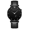 Orologio uomo minimale nero con cinturino in pelle e numeri romani XII colore argento - Indici Argento Cinturino in Pelle Nera