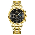 Men's multifunctional gold business watch with black dial and chronograph features - Multifunction Chronograph / Gold Case Black Dial