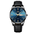 VA VA VOOM business quartz watch for men with blue sunray dial and black leather strap - Men's Watch 2501lh Blue Dial Black Strap
