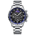 Orologio al quarzo da uomo in acciaio argento con quadrante nero e cronografo - Argento (VA-2772-Y)