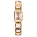 Orologio al quarzo da donna in oro con quadrante quadrato rosa e bracciale con cristalli - Rosa (2531-F)