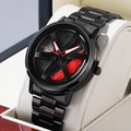 Orologio sportivo da uomo con quadrante a mozzo di ruota 3D nero e dettagli rossi - LT02 Rosso
