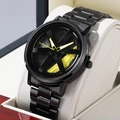 Orologio da uomo nero con quadrante a forma di cerchione e dettaglio pinza freno gialla - LT02 Giallo