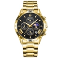 Men's luxury business chronograph watch in gold finish with a sleek black dial - Gold