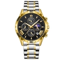 Montre chronographe pour homme en acier bicolore avec cadran noir et accents dorés - Cadran Doré Bicolore