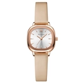 Orologio da donna quadrato minimalista oro rosa con cinturino in pelle beige e quadrante - Cassa Oro Rosa Quadrante Bianco Cinturino Crema