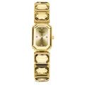 Elegante orologio al quarzo dorato con quadrante quadrato verde e cinturino in gemma - Giallo (2531-J)