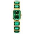 Elegante orologio dorato con quadrante verde e bracciale con cristalli color smeraldo - Verde (2531-LV)