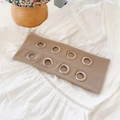 Khaki wide headband with stylish silver metal eyelets on soft white fabric background - Solid Khaki