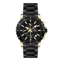 Men's multifunctional business sports watch with black metal band and gold accents - 2781-JH / Gold Black
