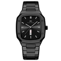 Business quartz men's watch with rectangular black dial and double calendar display - 2831-h Black