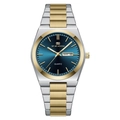 Orologio al quarzo uomo con quadrante blu e cinturino bicolore in acciaio inox oro e argento - Blu Oro