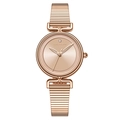 Reloj minimalista de mujer en oro rosa con esfera redonda y correa de metal - Oro rosa