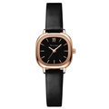 Elegante orologio da donna quadrato al quarzo con cassa oro rosa e cinturino in pelle nera - Cassa in Oro Rosa Quadrante Nero Cinturino Nero