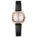 Orologio da donna al quarzo quadrato con cinturino in pelle nera e cassa oro rosa - Cassa Oro Rosa Quadrante Bianco Cinturino Nero