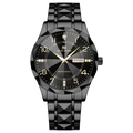 Orologio al quarzo da uomo nero con cinturino in metallo a taglio diamante - Quadrante Nero Oro Maglia