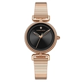 Elegant Hannah Martin quartz watch for women with rose gold band and black dial - Rose Gold And Black